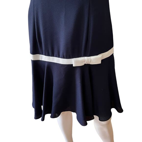 Vintage 80s Yves Cossette Depeche Mode Drop Waist Shift Preppy Dress 10 - Picture 6 of 7